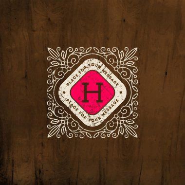Vintage monogram logo şablonu flourishes kaligrafi zarif süsleme elemanları ile. Kimlik tasarımı kafe, dükkan, mağaza, Restoran, butik, otel, Hanedan, mektup ile moda ve vb.