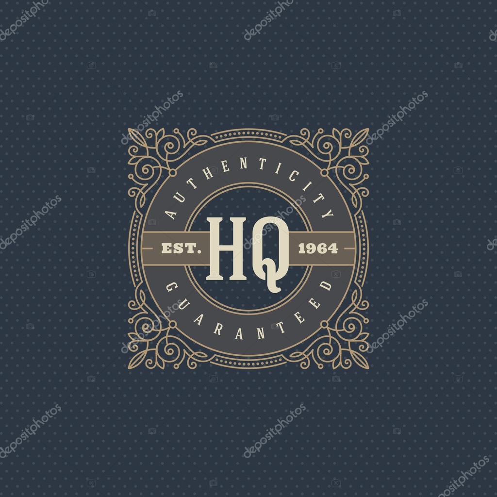 Monogram logo template with flourishes calligraphic elegant ornament elements. Identity design with letter for cafe, shop, store, restaurant, boutique, hotel, heraldic, fashion and etc.