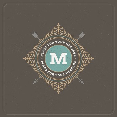 Monogram logo şablonu ile kaligrafi zarif süsleme elemanları gelişir. Kimlik tasarımı kafe, dükkan, mağaza, Restoran, butik, otel, mektup ile Hanedan, moda ve et