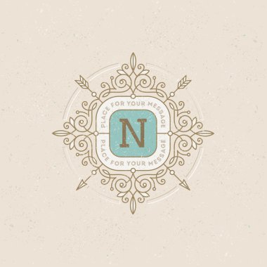 Monogram logo şablonu ile kaligrafi zarif süsleme elemanları gelişir. Kimlik tasarımı kafe, dükkan, mağaza, Restoran, butik, otel, Hanedan, mektup ile moda ve vb