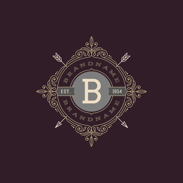 Μονόγραμμα πρότυπο λογότυπο με ευδοκιμεί καλλιγραφικά κομψό στολίδι στοιχεία. Ταυτότητα σχεδιασμού με επιστολή για καφέ, κατάστημα, κατάστημα, εστιατόριο, μπουτίκ, ξενοδοχείο, εραλδική, μόδα και κλπ. — Διανυσματικό Αρχείο