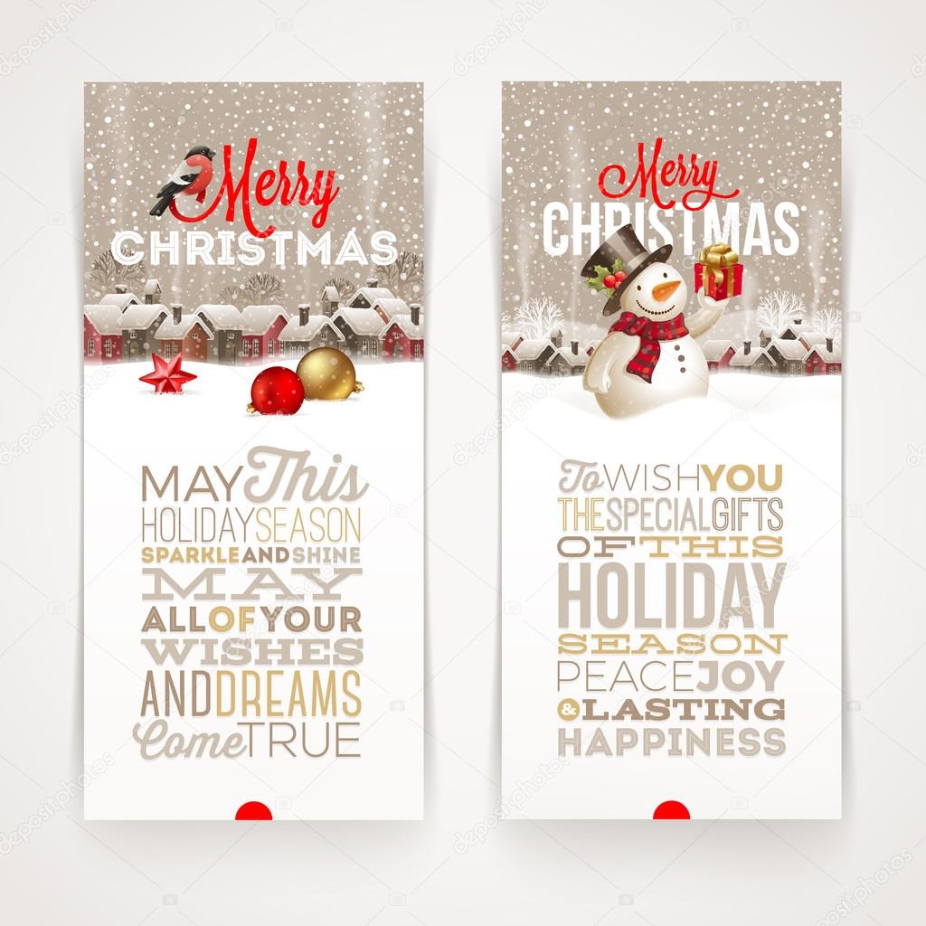 Christmas banners with type design - vector illustration with winter holidays scene