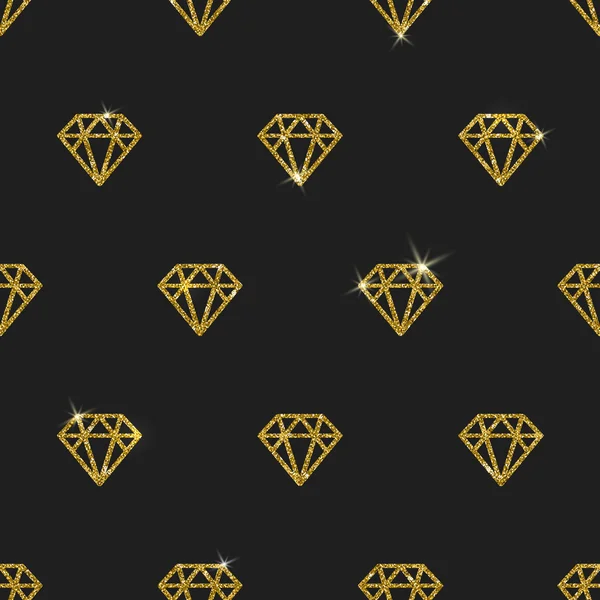 Diamantes de oro brillante - vector de fondo sin costuras — Archivo Imágenes Vectoriales