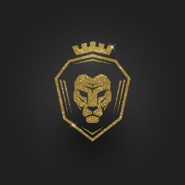 Glitter gold lion logo - vector illustration clipart