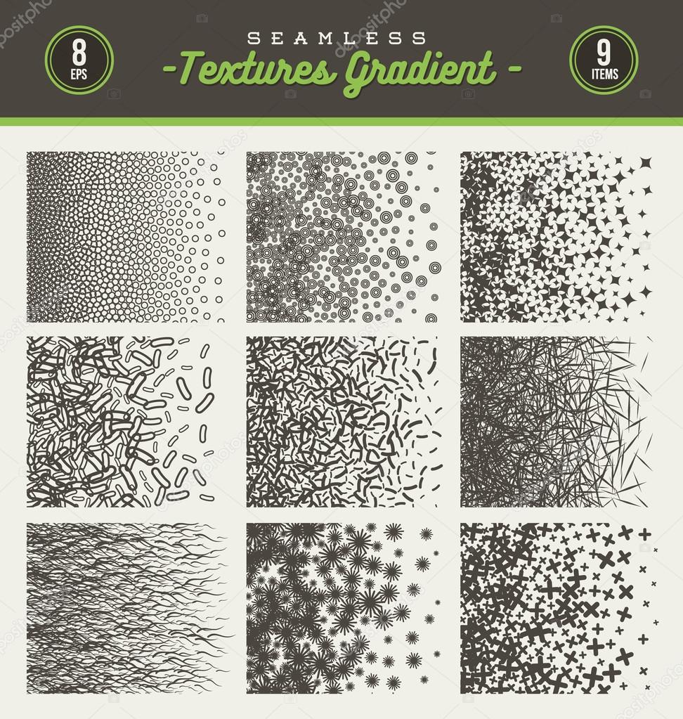 Vector set of seamless textures gradient