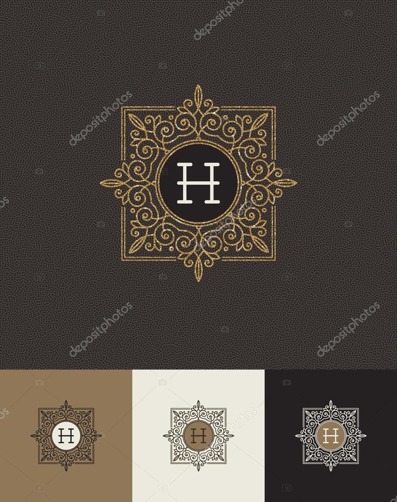 Vector design - glitter gold monograms