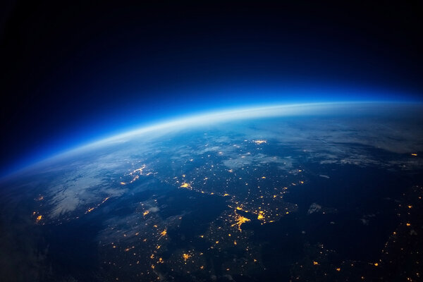 Near Space photography 20km above ground real photo Elements of this image furnished by NASA — Stock Photo, Image
