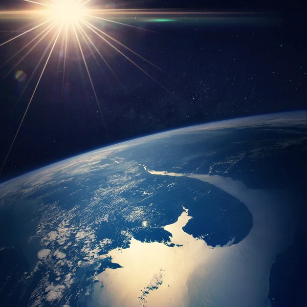 Maa näkymä avaruudesta Elementit tämän kuvan kalustettu NASA — kuvapankkivalokuva