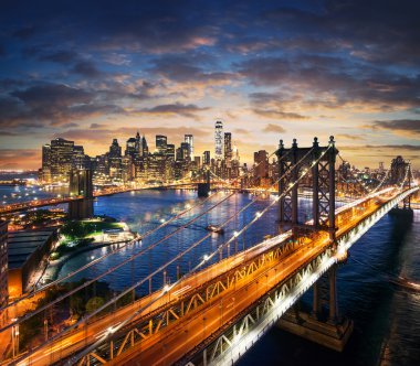 New York City - güneş battıktan sonra Manhattan - güzel cityscape