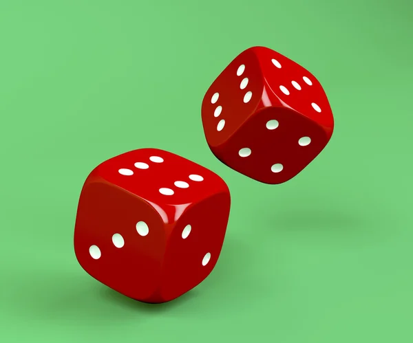 Red rolling dices — Stock Photo, Image