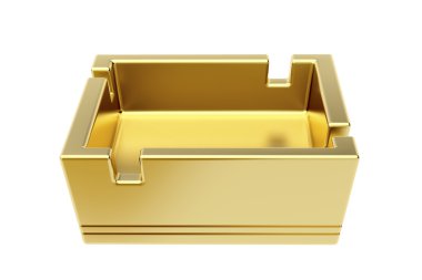 Altın kül tablası üzerinde beyaz izole