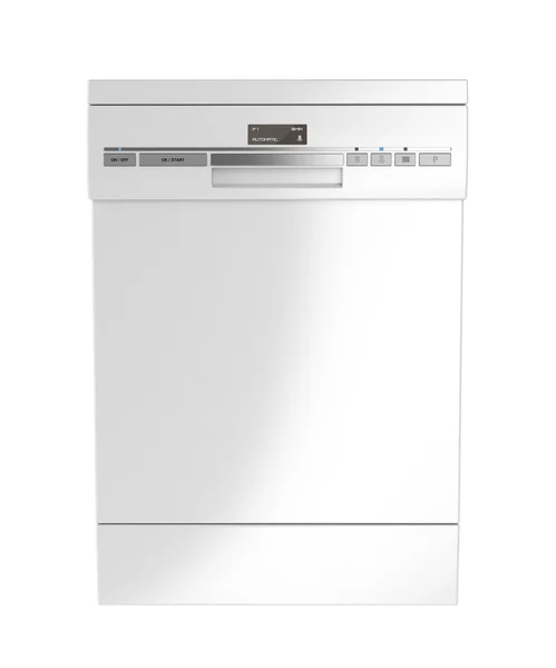 Vista frontal da máquina de lavar louça branca — Fotografia de Stock