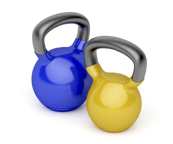 Dois kettlebells em branco — Fotografia de Stock