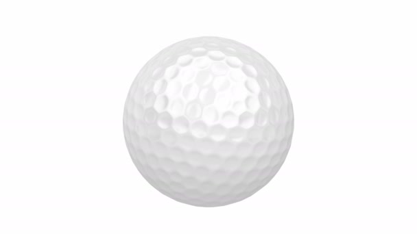 Pelota de golf girar en blanco — Vídeo de stock