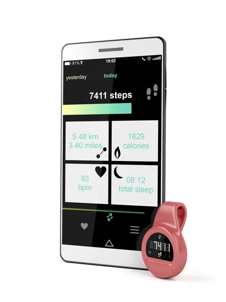 Fitness tracker och smartphone — Stockfoto