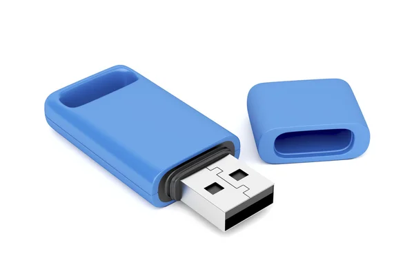 Unidade flash USB azul — Fotografia de Stock