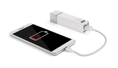 Smartphone charging with external battery clipart