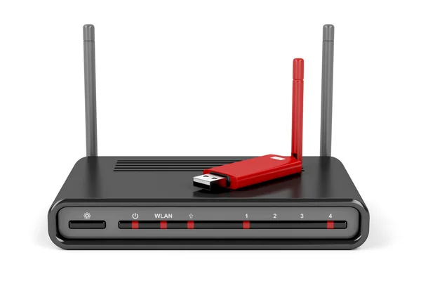 Wireless Router und USB Wireless Adapter — Stockfoto