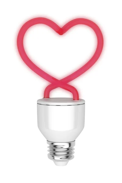 心脏的形状的灯泡 — 图库照片