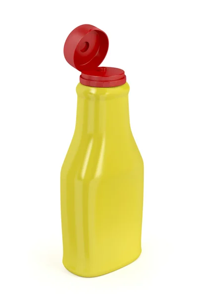 Open fles voor mosterd of mayonaise — Stockfoto