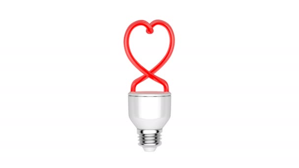 Lampadina a forma di cuore — Video Stock