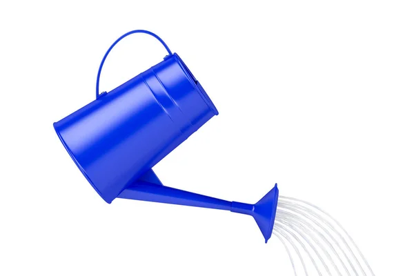 Pouring Water Blue Watering Can — Stock Photo, Image