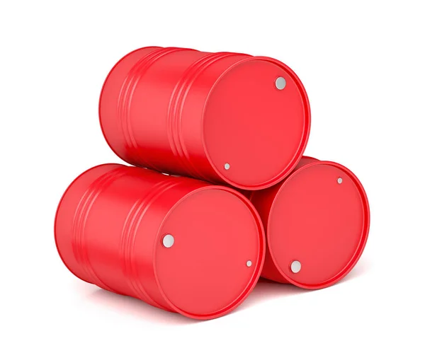 Three Oil Barrels White Background — Stock Photo, Image