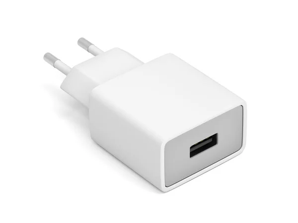 Smartphone Power Adapter Usb Port White Background — Stock Photo, Image