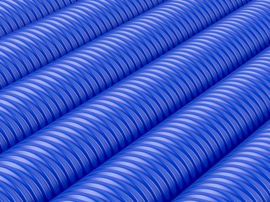 Mavi kıvrımlı boruları olan birçok satır