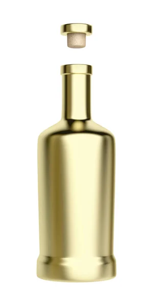 白を基調としたアルコール飲料用ゴールドボトル — ストック写真
