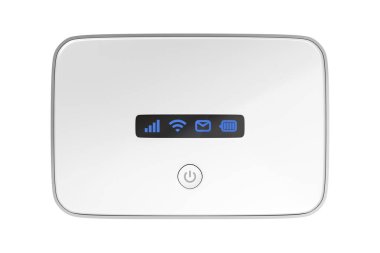 5G Wi-Fi mobil yönlendirici beyaz arkaplan üzerinde izole edilmiş, ön görünüm