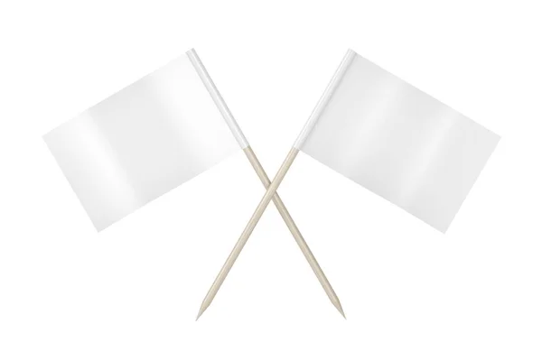 Vista Frontal Bandeiras Palito Dentes Branco Isoladas Fundo Branco — Fotografia de Stock