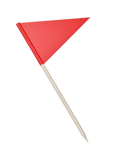 Red Triangle Toothpick Flag Isolated White Background — Stock Photo, Image