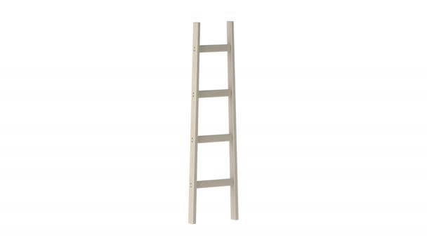 白色背景的木制梯子 — 图库视频影像