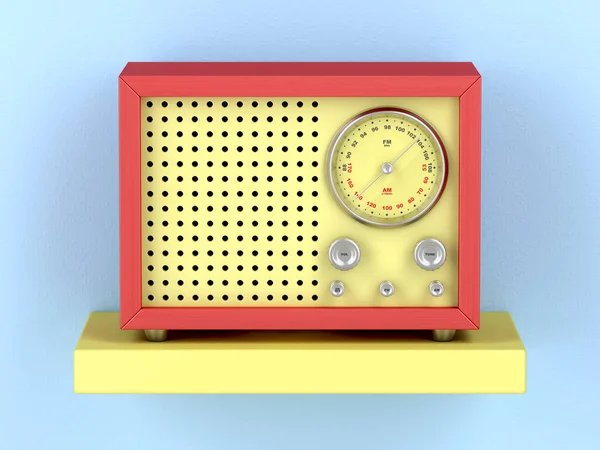 Kleurrijke Retro Radio Plank Vooraanzicht — Stockfoto