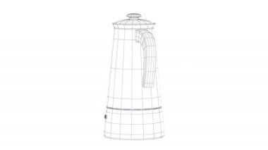 Moka pot 'un 3 boyutlu kablo çerçeve modeli, İtalyan kahve makinesi.