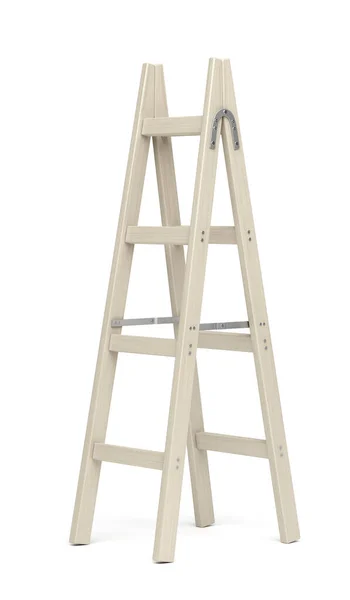 Wood Double Step Ladder White Background — Stock Photo, Image