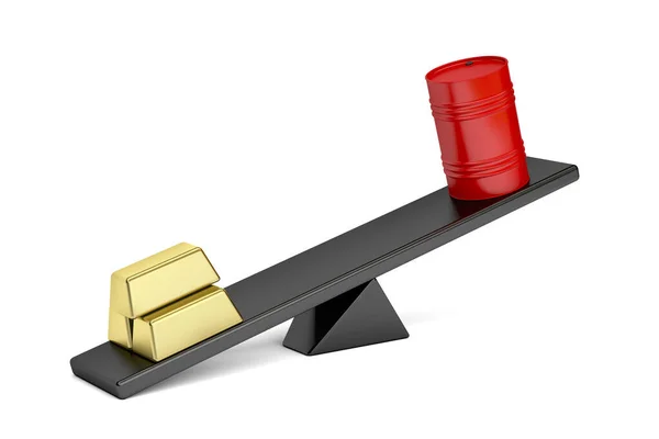 Concept Image Imbalance Price Gold Oil — Stock Photo, Image