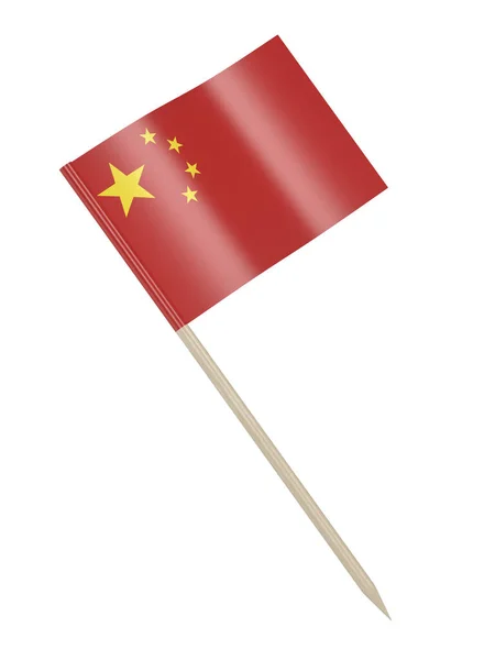 Beyaz Arkaplanda Çin Bayrağı Izole Edilmiş — Stok fotoğraf