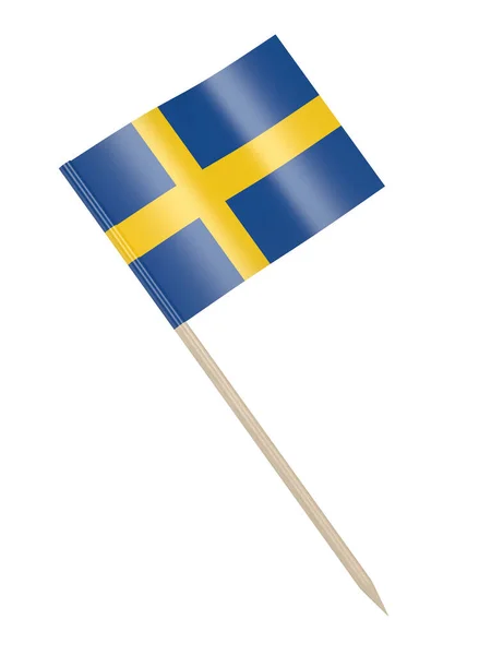 Palito Dentes Bandeira Sueca Isolado Fundo Branco — Fotografia de Stock