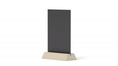 Beyaz arkaplanda boş ahşap menü tutucusu