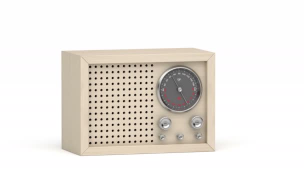 Radio Analógica Madera Estilo Retro Sobre Fondo Blanco — Vídeos de Stock