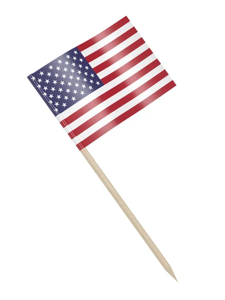 Palito Dentes Bandeira Americana Isolado Fundo Branco — Fotografia de Stock
