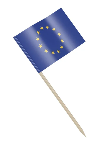 Europeisk Flagga Tandpetare Isolerad Vit Bakgrund — Stockfoto