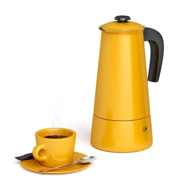 Moka Pot Cup Hot Coffee — Foto de Stock