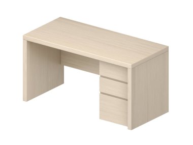 Beyaz arka planda modern ahşap masa