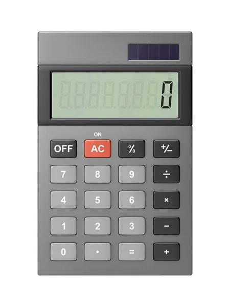 Gray Office Calculator Geïsoleerd Witte Achtergrond Vooraanzicht — Stockfoto