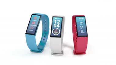 Beyaz arkaplanda farklı renklere sahip üç akıllı adam