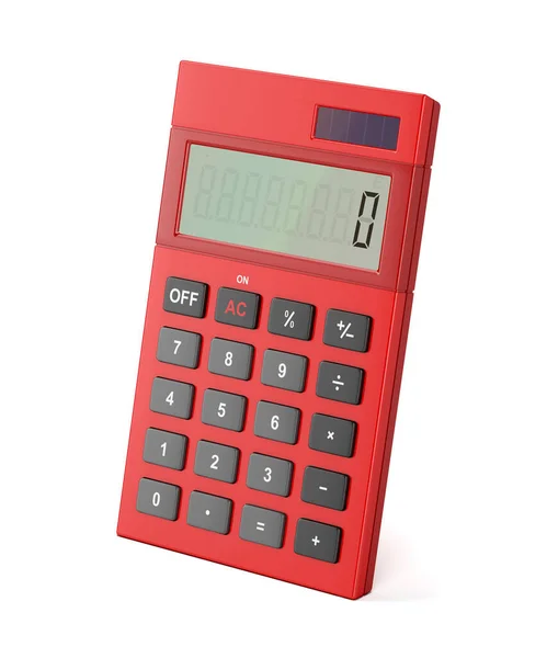 Calculatrice Rouge Sur Fond Blanc — Photo