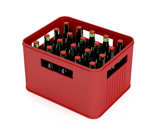 Caixa cheia de garrafas de cerveja — Fotografia de Stock